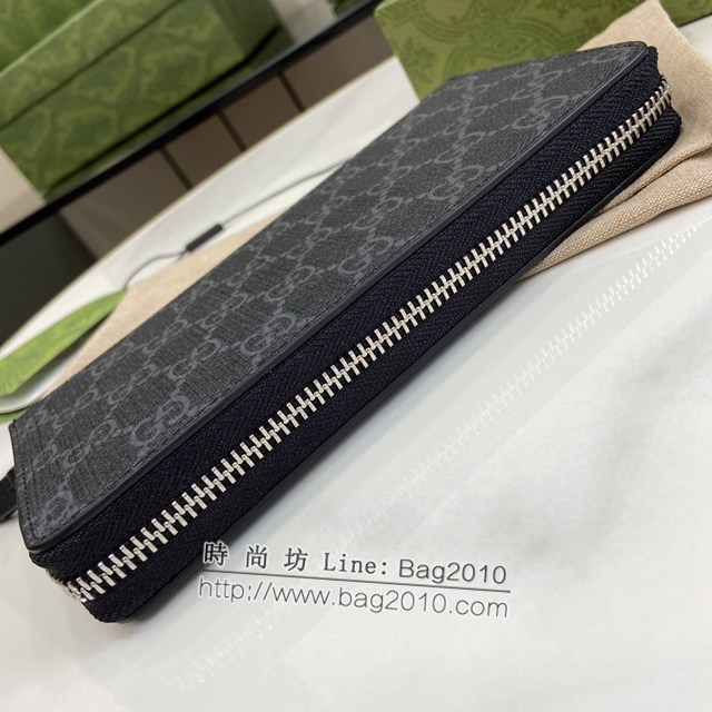 Gucci專櫃古馳最新款飾GG珊瑚蛇細節拉鏈錢包男士長夾錢包 jh2252型號：451273